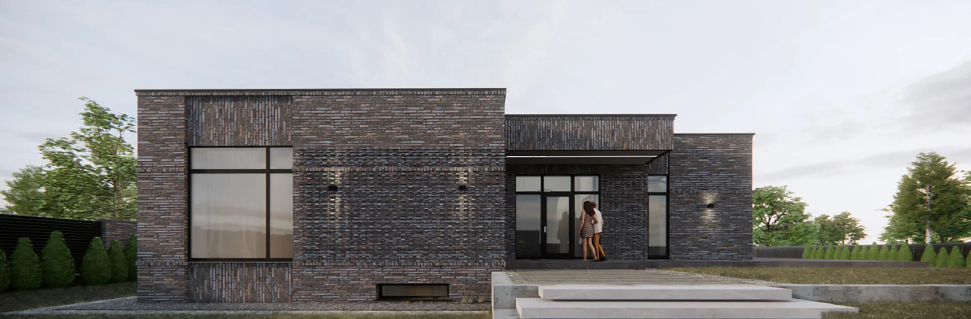 Проект фасадов одноэтажного дома площадью 400 кв.м.