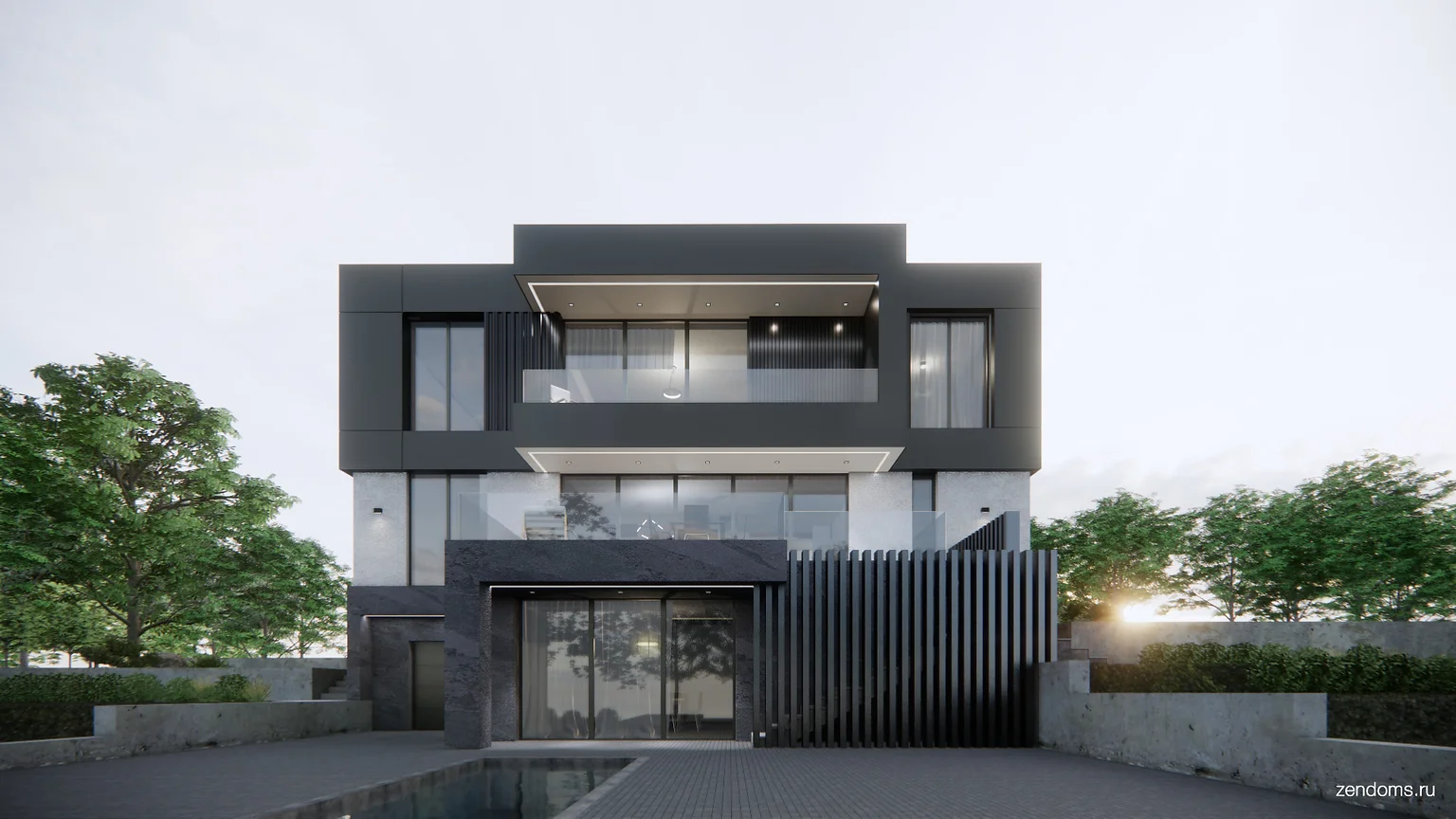 Проект дома 380 кв.м. на склоне